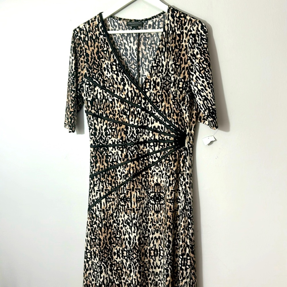 Connected apparel, beige, and black dress size 12 NWT